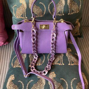 New Purple Vera Pelle Handbag,  Satchel